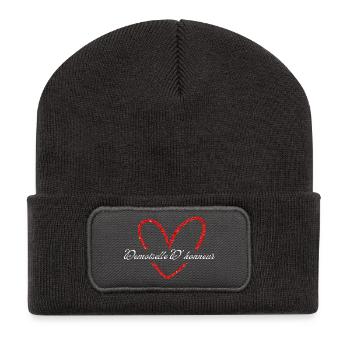 Bridesmaid Red Heart Glitter - Recycled Patch Beanie - dark grey - Front
