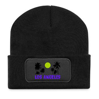 los angeles - Recycelte Patch Beanie - Schwarz - Vorne
