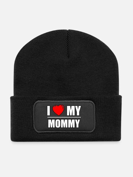 Font design "I love my Mommy" - Recycled Patch Beanie - black