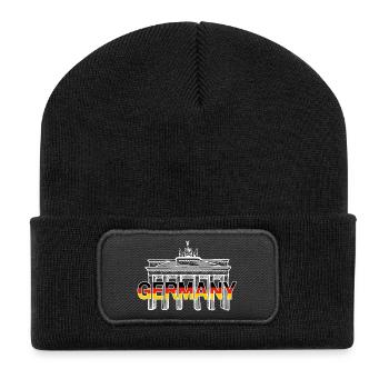 GERMANY - Recycelte Patch Beanie - Schwarz - Vorne