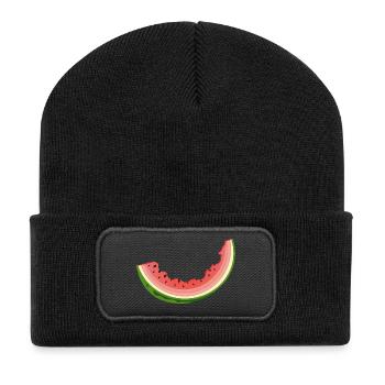 La pastèque mordue comme motif estival amusant - Beanie recyclé à patch - noir - Devant