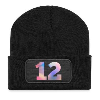 Colorful Number 12 - Recycled Patch Beanie - black - Front