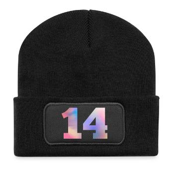 Colorful Number 14 - Recycled Patch Beanie - black - Front