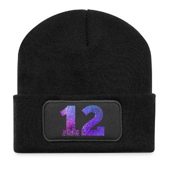 Numéro 12 galaxie - Beanie recyclé à patch - noir - Devant