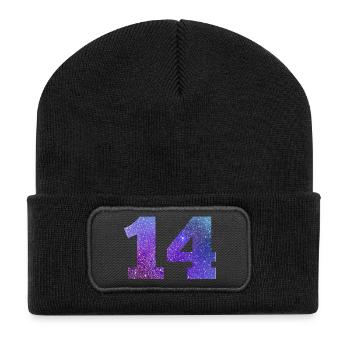 Numéro 14 galaxie - Beanie recyclé à patch - noir - Devant