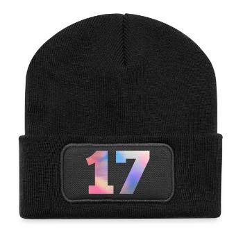 Numéro 17 coloré - Beanie recyclé à patch - noir - Devant
