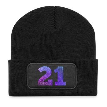 Numéro 21 galaxie - Beanie recyclé à patch - noir - Devant
