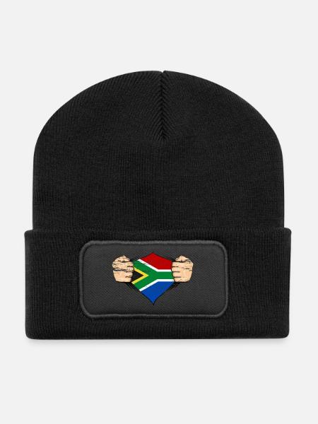 Südafrika Flagge Design used - Recycelte Patch Beanie - Schwarz