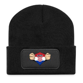 Drapeau de la Croatie utilisé - Beanie recyclé à patch - noir - Devant