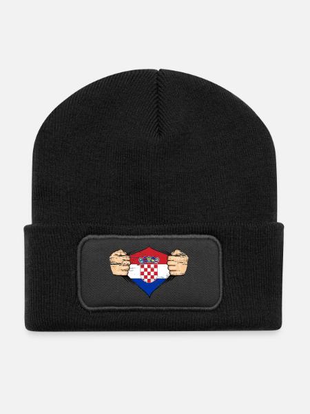Drapeau de la Croatie utilisé - Beanie recyclé à patch - noir