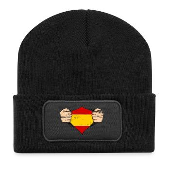 Drapeau espagnol utilisé - Beanie recyclé à patch - noir - Devant