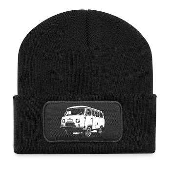 Brotbox auf Rädern - Recycelte Patch Beanie - Schwarz - Vorne
