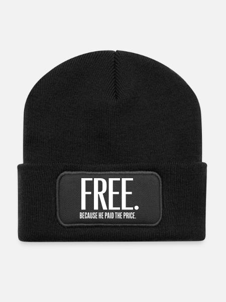 Frei Durch Christliche Botschaft Der Gnade - Recycelte Patch Beanie - Schwarz