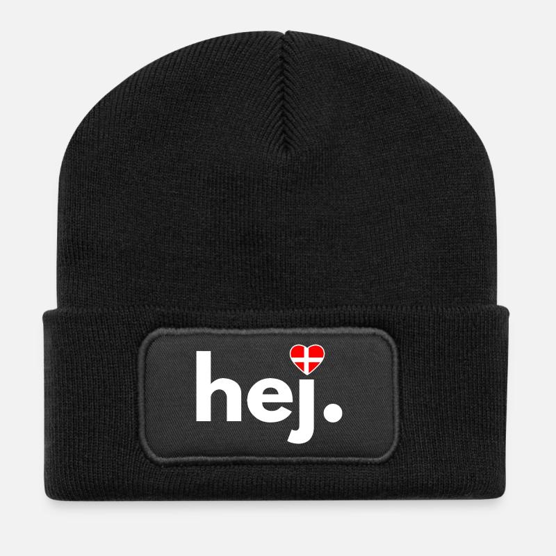 hej Dänemark-Fan, Reisen, Hobby, Kopenhagen - Recycelte Patch Beanie - Schwarz