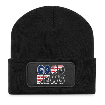 BONNES NOUVELLES Étoiles et rayures Verset biblique Évangile - Beanie recyclé à patch - noir - Devant