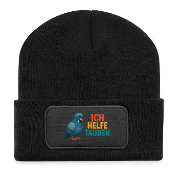 J’aide les pigeons - Beanie recyclé à patch - noir - Devant