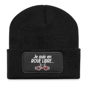 Velo Humour vlo clycliste je suis en roue libre - Beanie recyclé à patch - noir - Devant