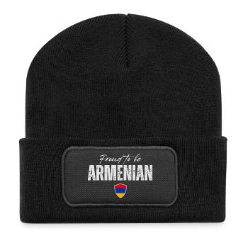 Arménien fier, j’adore l’Arménie - Beanie recyclé à patch - noir - Devant