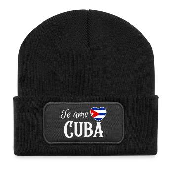 Ich liebe Kuba, made in Cuba - Recycelte Patch Beanie - Schwarz - Vorne