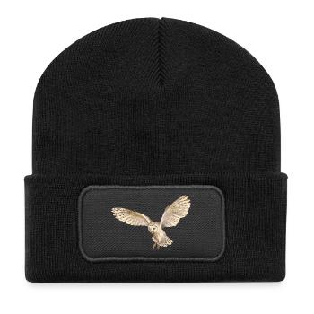 Beautiful barn owl in flight - Recycled Patch Beanie - black - Front