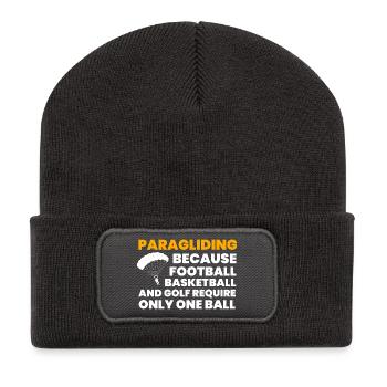 Paragliding Lustiges T Shirt Geschenk - Recycelte Patch Beanie - Dunkelgrau - Vorne
