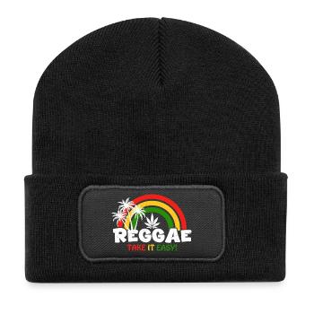 Arc-en-ciel Reggae Vibe avec motif de cannabis - Beanie recyclé à patch - noir - Devant