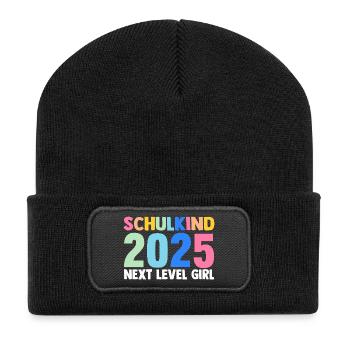 Kita Abschied Erste Klasse Einschulung 2025 - Recycelte Patch Beanie - Schwarz - Vorne