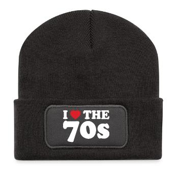 Die Liebe der 70er Jahre - Recycelte Patch Beanie - Dunkelgrau - Vorne