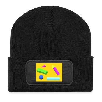 Imprimé abstrait géométrique vibrant - Beanie recyclé à patch - noir - Devant