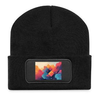 Abstract Shapes of Colored Clouds - Recycled Patch Beanie - black - Front