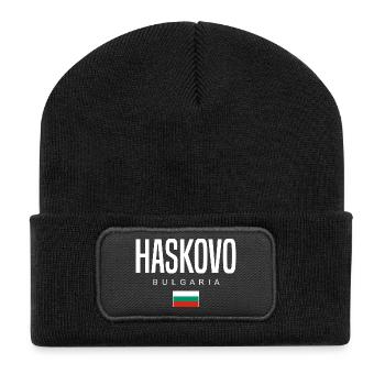 Haskovo Bulgarie - Beanie recyclé à patch - noir - Devant