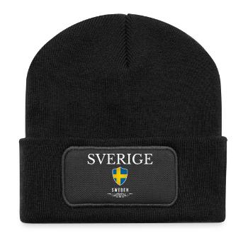 Swedish patriot, minimalist sleek design - Recycled Patch Beanie - black - Front