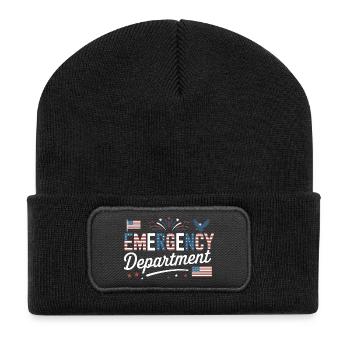 Emergency ER Nurse Independence Day 4th of July - Recycled Patch Beanie - black - Front