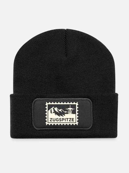 Mountain peak with cable car design - Recycled Patch Beanie - black