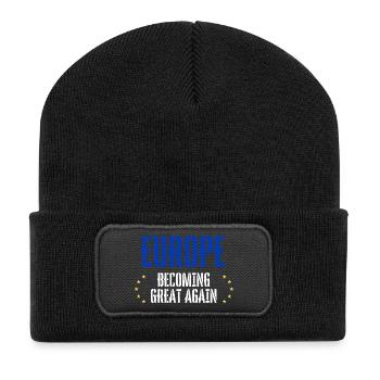 EUROPA wird wieder groß - Recycelte Patch Beanie - Schwarz - Vorne