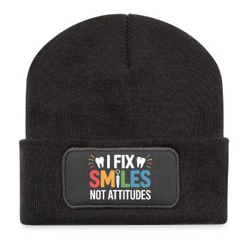 Conception artisanale du pont dentaire - Beanie recyclé à patch - charbon - Devant