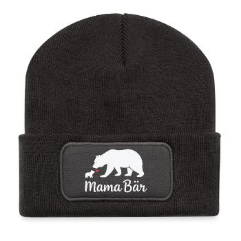 Future Mom MAMA BEAR Retro Funny - Recycled Patch Beanie - dark grey - Front