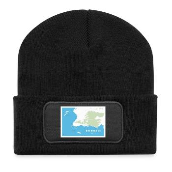Carte_calanques_design_Marseille_Cassis - Recycelte Patch Beanie - Schwarz - Vorne