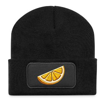 Tranche d'orange cartoon lumineuse - Beanie recyclé à patch - noir - Devant