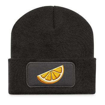 Tranche d'orange cartoon lumineuse - Beanie recyclé à patch - charbon - Devant