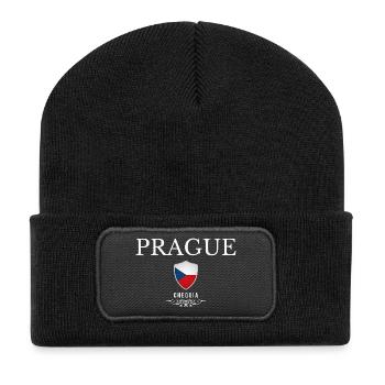 Prag, Tschechische Republik, Souvenir Prag - Recycelte Patch Beanie - Schwarz - Vorne