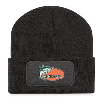 Anglerin Fish USA Design - Recycelte Patch Beanie - Dunkelgrau - Vorne