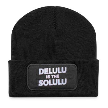 Delulu Is The Solulu 3D Silver Typography - Recycled Patch Beanie - black - Front
