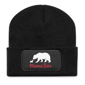 Future Mom MAMA BEAR Retro Funny - Recycled Patch Beanie - black - Front