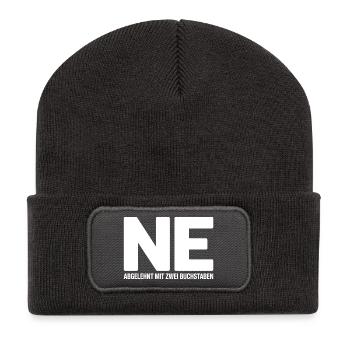 NE? Cooles Ablehnungs-Shirt mit klarer Ansage - Recycelte Patch Beanie - Dunkelgrau - Vorne