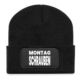 Schrauben - Recycelte Patch Beanie - Schwarz - Vorne