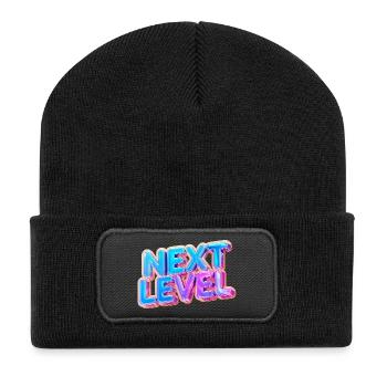 Texte 3D de niveau supérieur - Conception dégradée audacieuse - Beanie recyclé à patch - noir - Devant