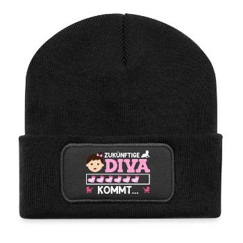 Bald Mama ZUKÜNFTIGE DIVA KOMMT Lustiges - Recycelte Patch Beanie - Schwarz - Vorne