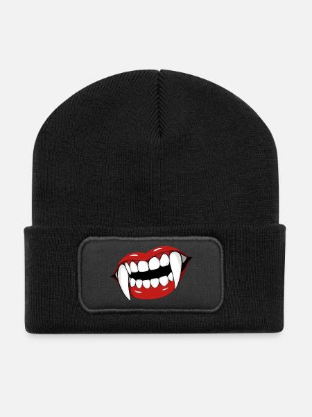 Vampire Lips Pop Art Halloween Party - Beanie recyclé à patch - noir