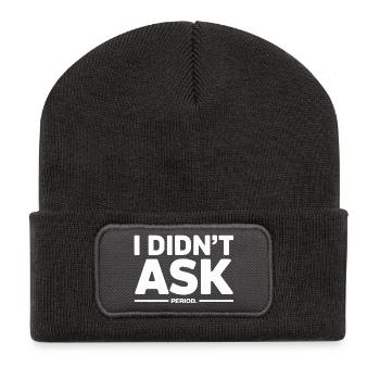 Je n’ai pas demandé à ich habe nicht gefragt anti smalltalk - Beanie recyclé à patch - charbon - Devant